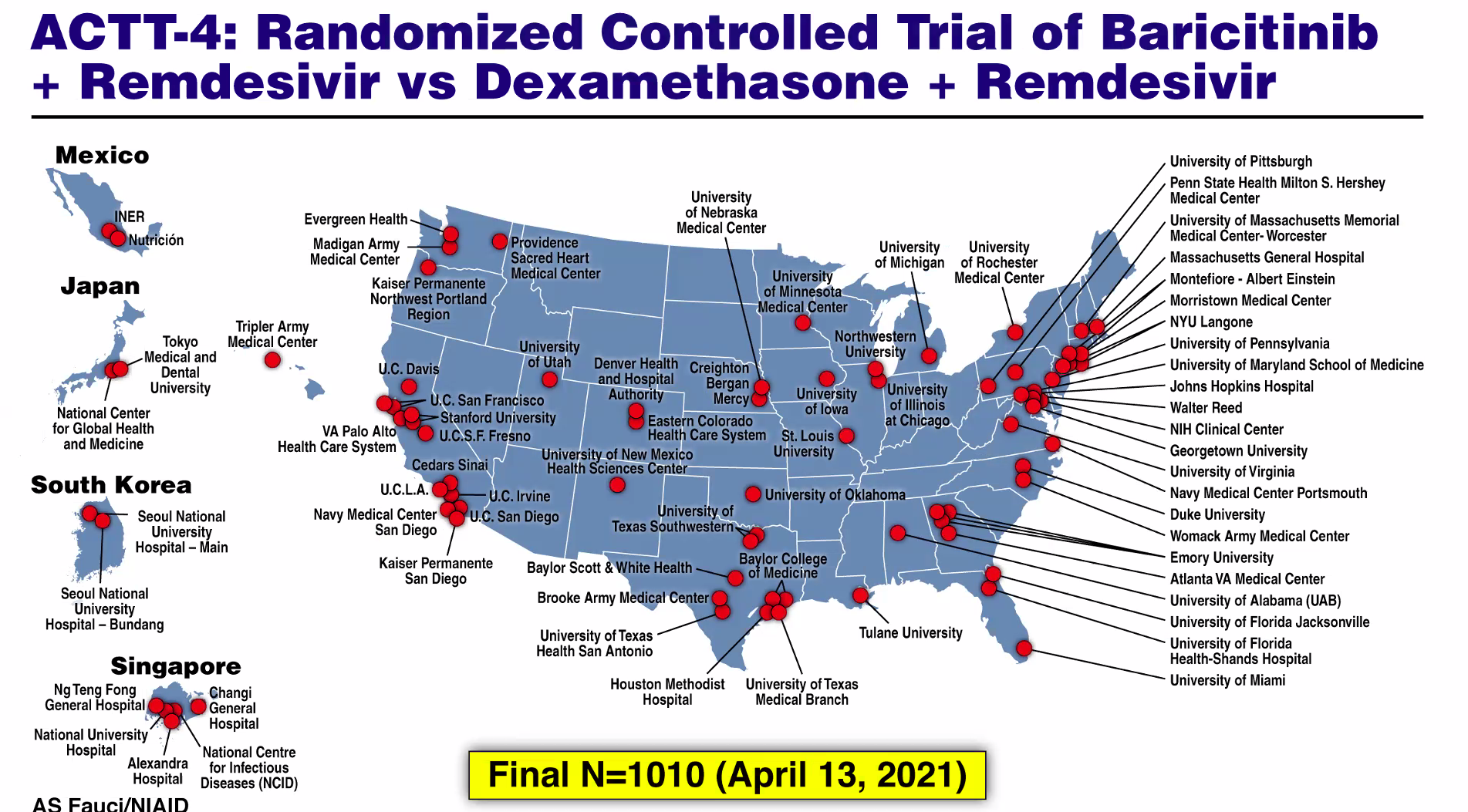 US map with sites named