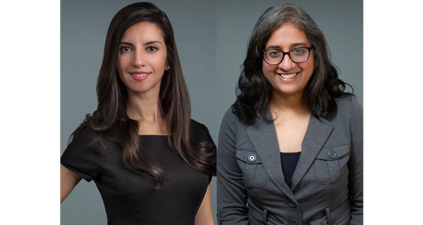 headshots of Angelica Cifuentes Kottkamp, MD, and Anoma Nellore, MD,